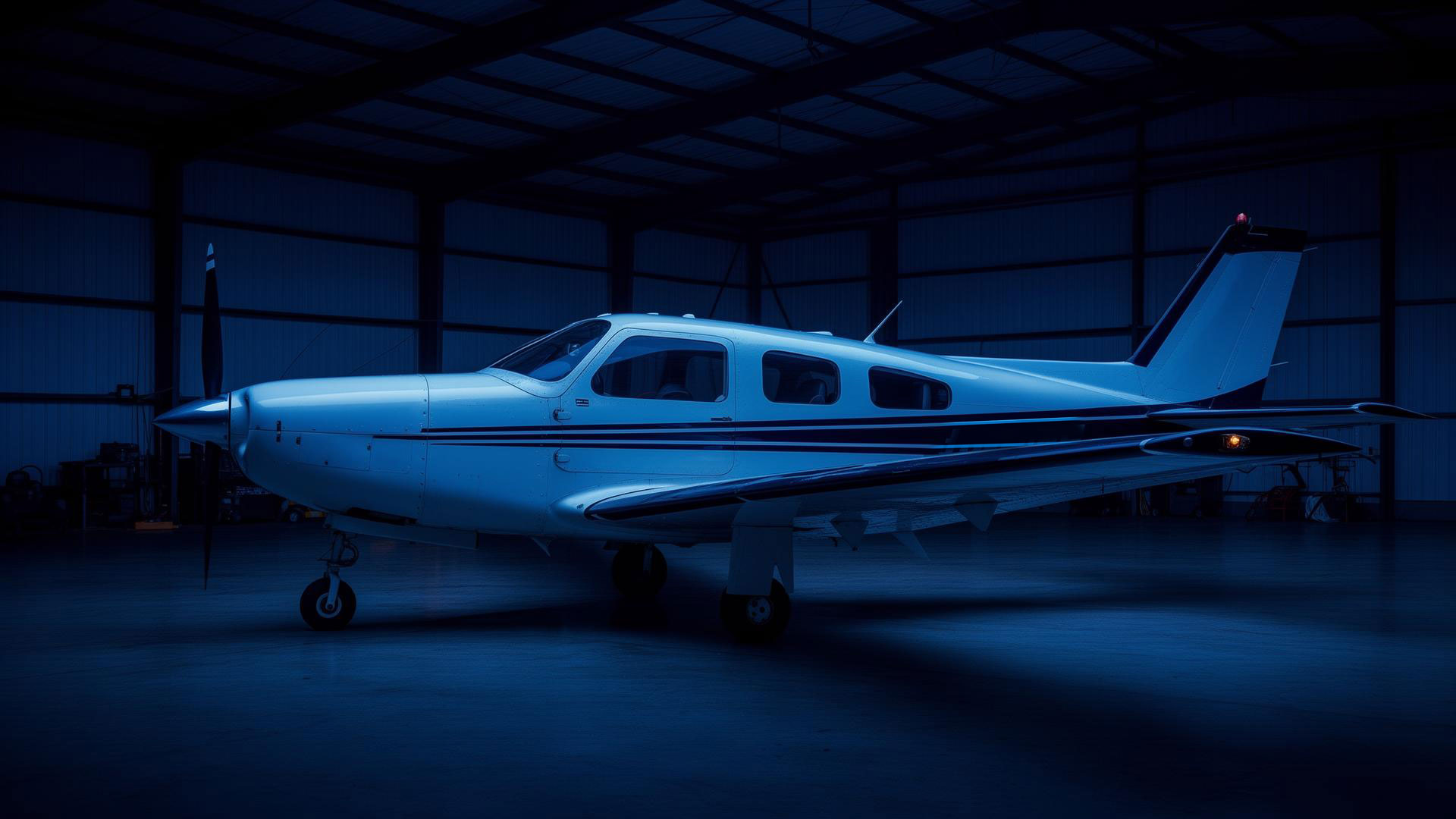 Aeronave em hangar da Goiás Aviação